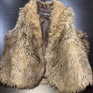Express Brown Faux Fur Vest